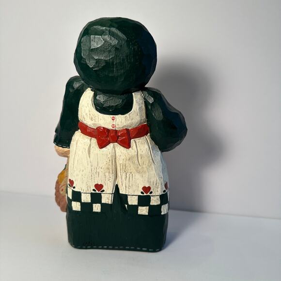 Vintage Eddie Walker Thanksgiving Woman Figurine Harvest Folk Art Resin Basket - Picture 5 of 11